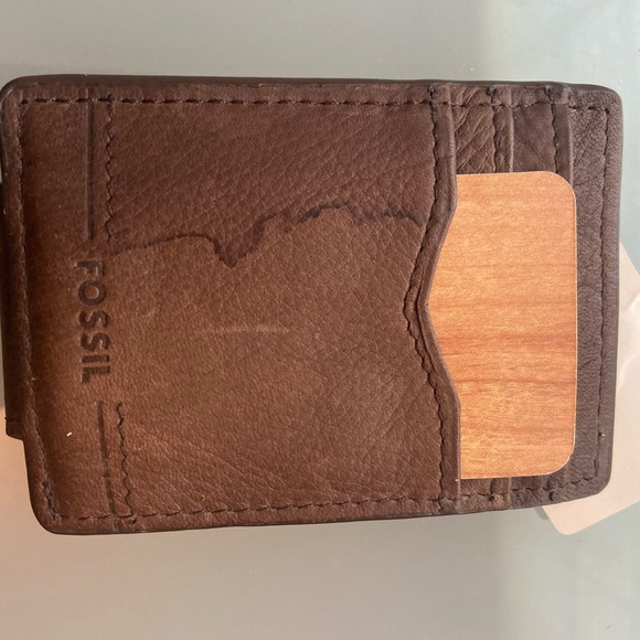 Vintage Fossil Men's Leather Brown Money Clip Wallet Card Holder - Picture 4 of 8